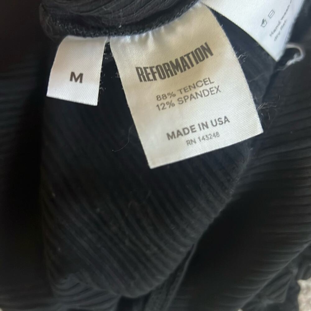 Reformation Black Ruffle Strap Ribbed Bodysuit - Picture 6 of 6